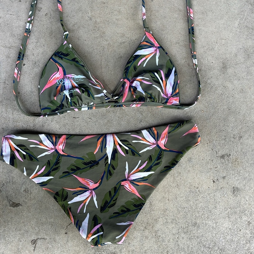 Tori Praver Swimwear Seafoam Tropical Print Bikini Set Small Top Medium Bottom - Picture 5 of 5